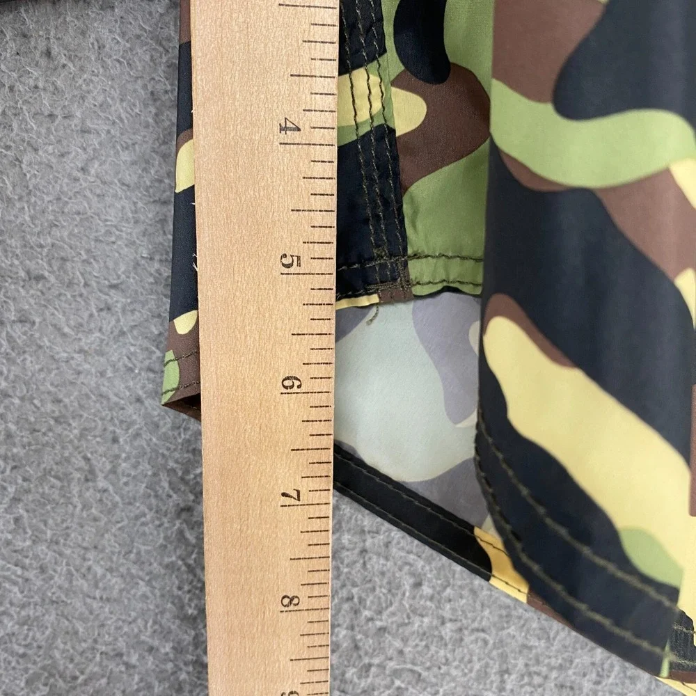Zara Swim Trunks Mens Medium Camo Green Black Pockets‎ Swim Beach Lightweight